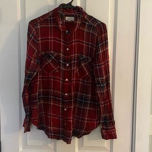 Lucky brand red plaid button down too large